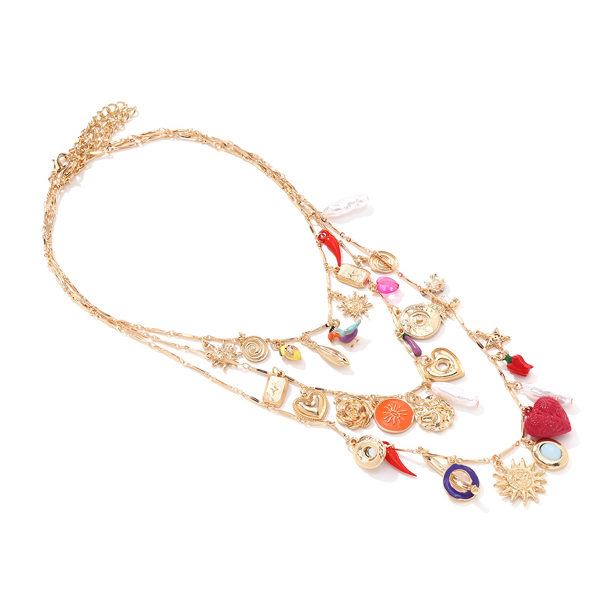 1 Piece Quantity Casual, Beach Occasion Imitation Pearl, Resin, Iron, Zinc alloy Material Elegant Sun Star Heart Shape Imitation Pearl Resin Iron Lobster Trigger Clasp Closure Statement Necklaces Wholesale