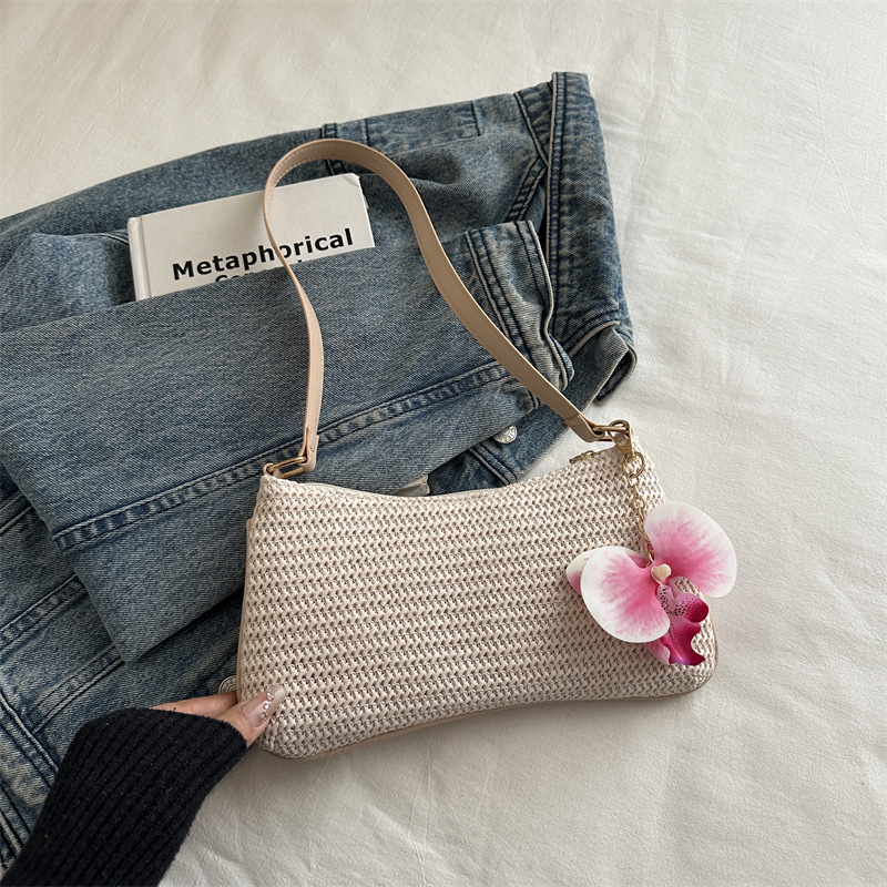 Bolsa de hombro de paja de mujer 2026 bolsas de verano de alta calidad bolsas de vacaciones bolsas de hombro de brazo bolsas de mujer