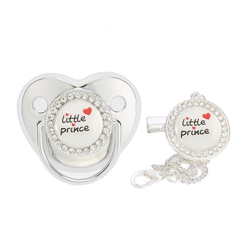 2022 transfronteriza Venta caliente amor Pequeño Príncipe bebé diamante pezón bebé diamante chupete con cubierta de polvo