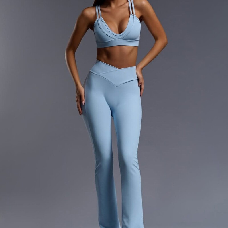 Foreign Trade Fitness Set with U-Neck, Adjustable Thin Straps, Faux Two-Piece, Push-Up Running Fitness Wear, Sports Yoga Tank Top
