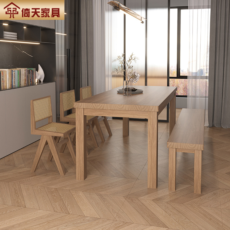 Icicle Nordic Solid Wood Family Dining Table Home Rectangle Dining Table Small Living Room Eating Table Bed and Breakfast Dining Table Chair Set