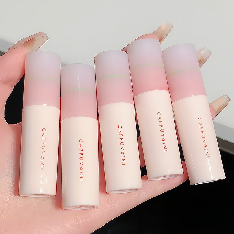 Cappuvini flower lip mud small milk tube air sense White Lipstick Matte Velvet Cotton Candy lip gloss
