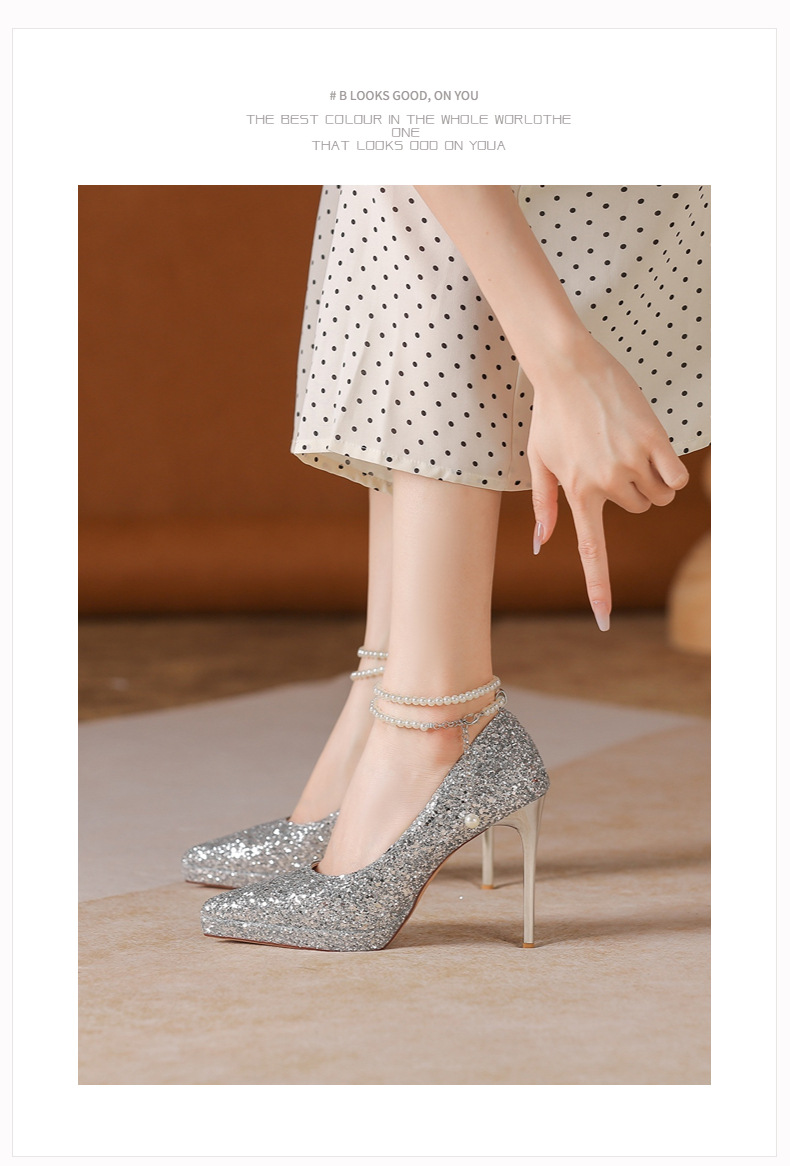 Svatební boty na platformě s flitry a perlovým řetízkem_voghion.com