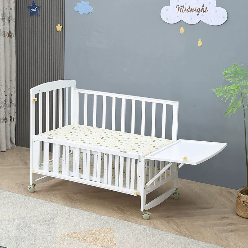 Детская кроватка из массива дерева, многофункциональная, с возможностью соединения, с москитной сеткой для новорожденных, оптом от производителя, детская кровать