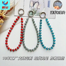 跨境货源水晶短款手机链挂饰高级感简约时尚手工串珠水晶钥匙链