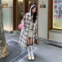 韩版格纹双面呢羊绒大衣女2025年秋冬季新款加厚显瘦羊毛呢子外套