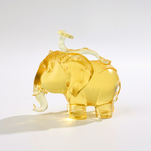 Gu Luo colored glaze factory makes golden colored glaze auspicious elephant ruyi home simple living room desktop elephant ornaments