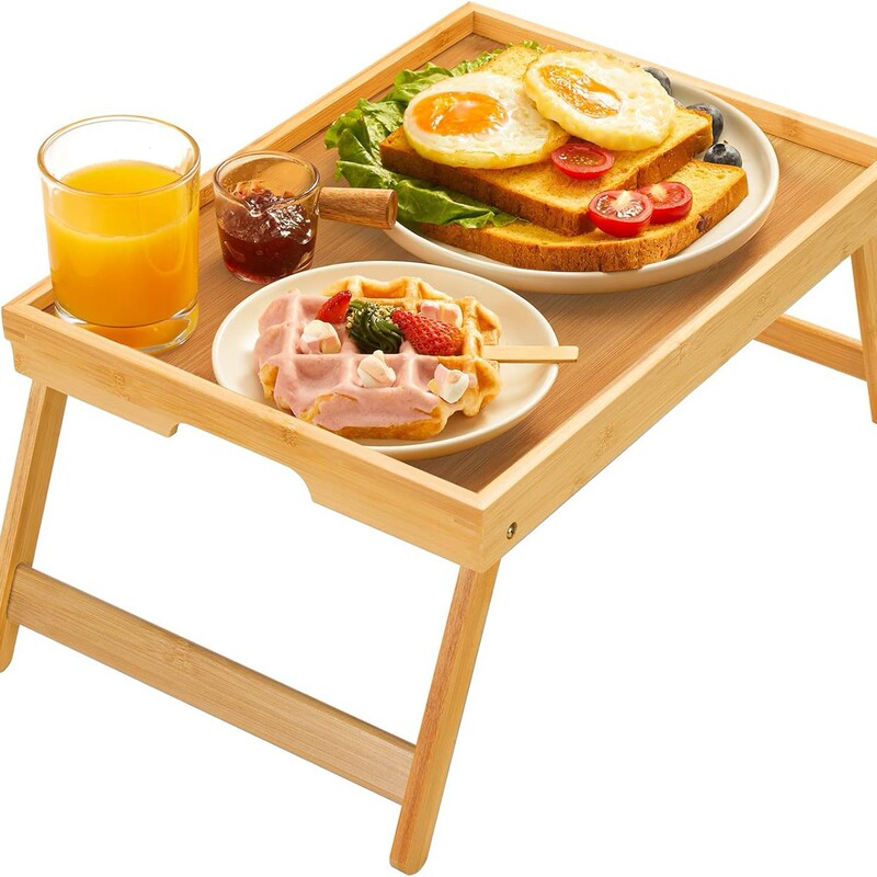 Customized Foldableable Bamboo Bed Tray Sofa. Breakfast Tray Laptop Table for Eating and Working on the Bed