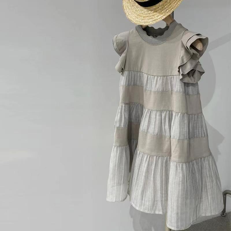 Girls Summer Dress 2025 New Fashionable Kidsren's Summer Thin Ruffle Skirt Flying Sleeve Princess Dress