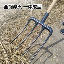 三山农用翻地翻草翻油菜翻麦子锰钢草叉四齿五齿钢叉翻草神器铁叉