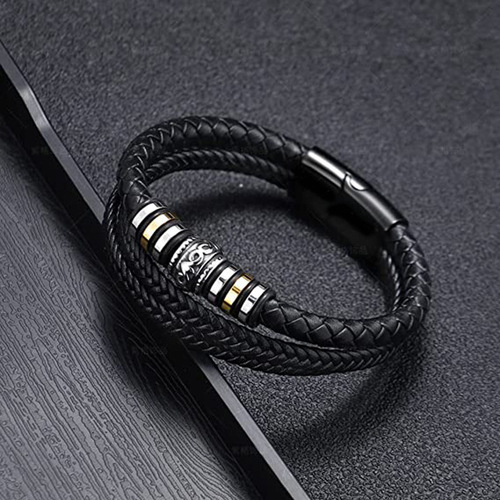 Cross-border foreign trade ethnic style jewelry stainless steel color bracelet men's multi-layer braided leather rope magnetic buckle bracelet wholesale