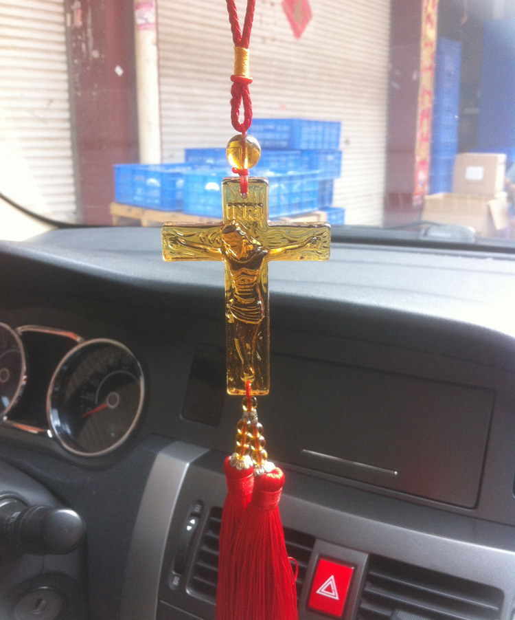 Crystal Glass Cross Car Hangers On-board Pendants Auto Accessories Hangers Wholesale