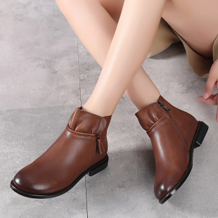 New Short Boots Women's 2021 Autumn and Winter British Style Vintage Martin Boots Soft Bottom Flat Large Size Casual Spring and Autumn Single Boots