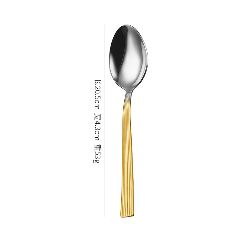 Comercio exterior de alta calidad cuchillo de acero inoxidable tenedor cuchara set lujo ligero cubiertos de carne cuchillo de postre cucharas de viento de alto nivel