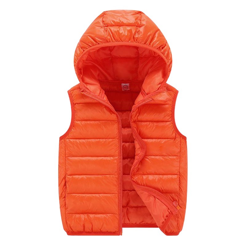 Chaleco de algodón para niñas, novedad 2024, liquidación de invierno, ligero, con capucha, para estudiantes de primaria, chaleco de algodón para exterior.