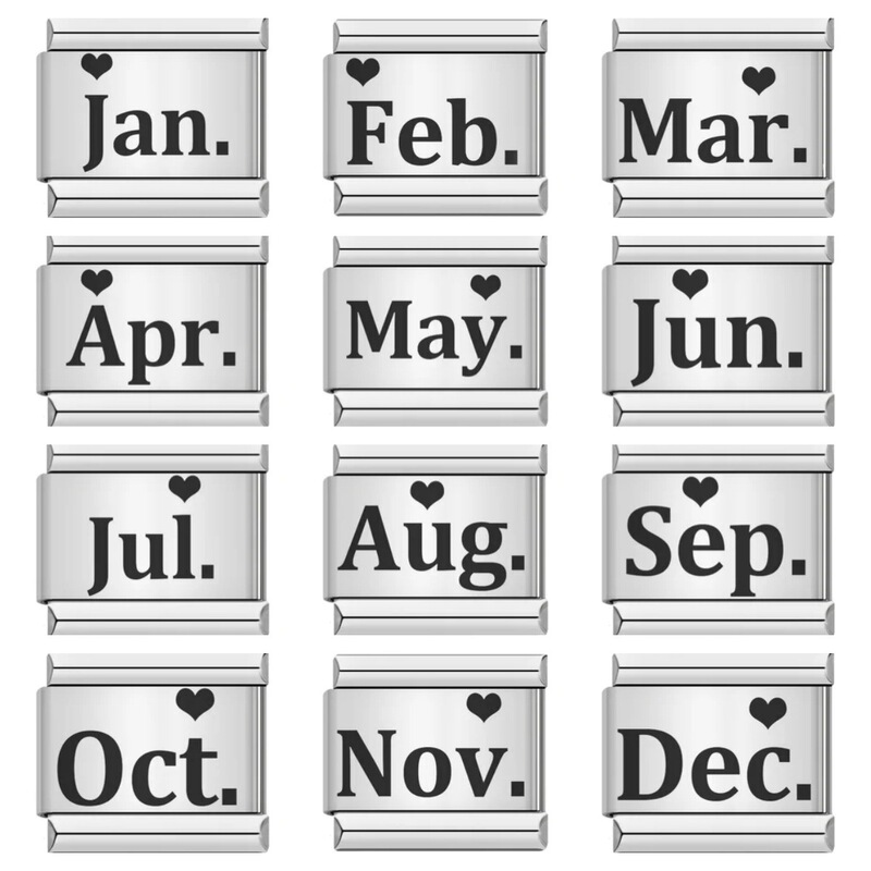 Simple December English Simplified Pattern Italian Module Bracelet Titanium Steel Laser Engraving DIY Bracelet