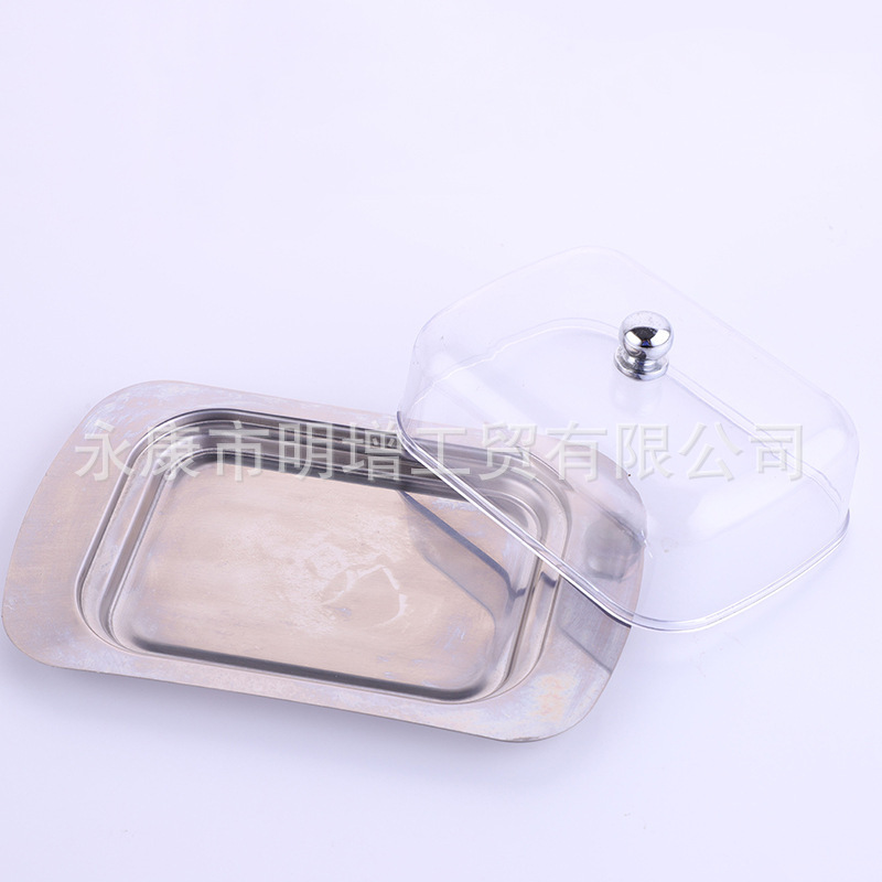 Caja de mantequilla de acero inoxidable especial transfronterizo restaurante Caja de mantequilla plato de merienda caja de queso Placa de aislamiento crujiente
