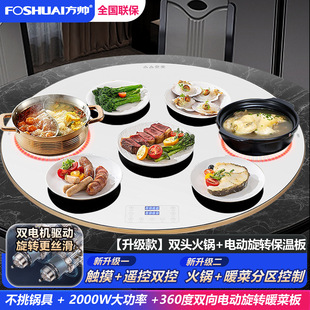 Electric Rotating Plate for Home Use: Square Warm Plate for Round Dining Table with Double-Headed Induction Cooker for Hot Pot