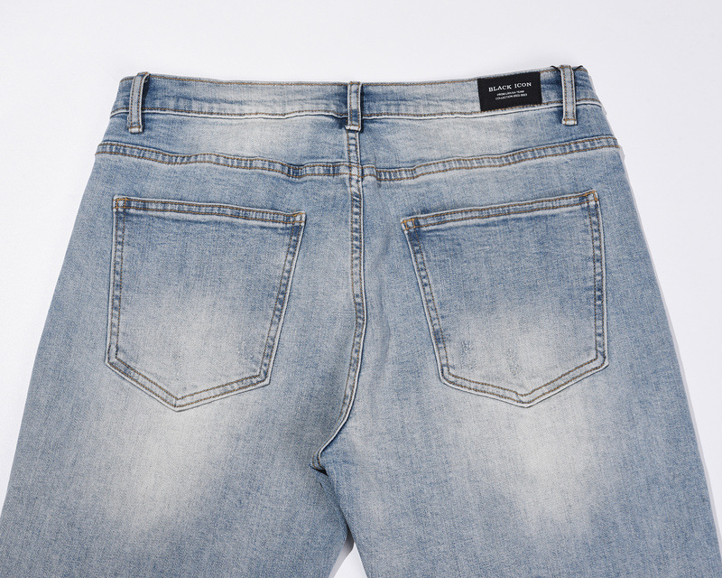 European and American Loose Casual Solid Color Loose Ripped Jeans