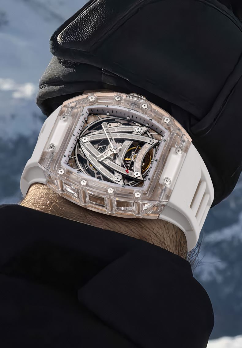 Đồng hồ nam automatic skeleton lộ máy mặt kính acrylic phát quang chi tiết 9