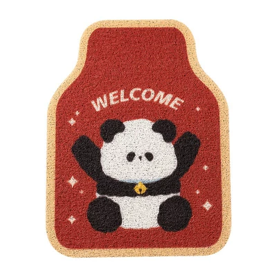 Avtomobil döşəmə paspasları — Driving Single Piece Wire Ring Universal - red-sitting-posture-panda-silk-circle-foot-pad-front-4560cm-other