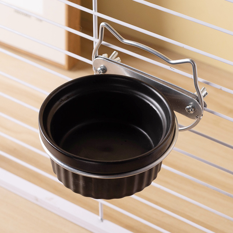 Rack de cabeza de gato de plata con tazón negro