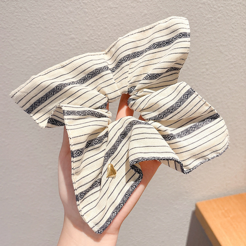 Accesorio para el cabello de estilo francés para mujer, pañuelo cuadrado simple, coletero de gran tamaño con ribete de encaje.