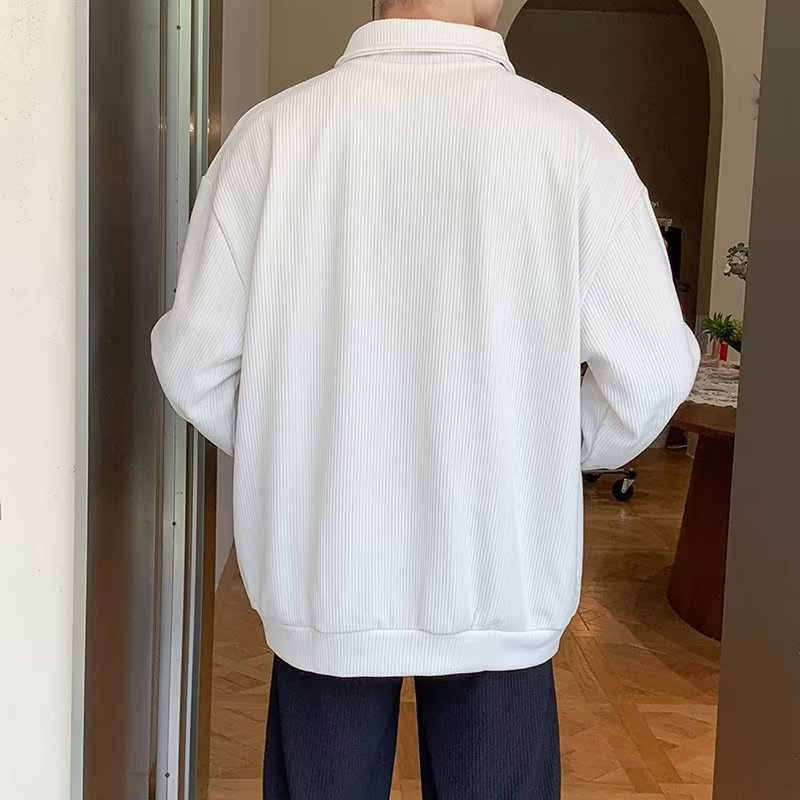 Suéter de punto de hombre con media cremallera para hombre, versión coreana de la camisa POLO de solapa casual de nicho, camisa suelta y hermosa primavera ins