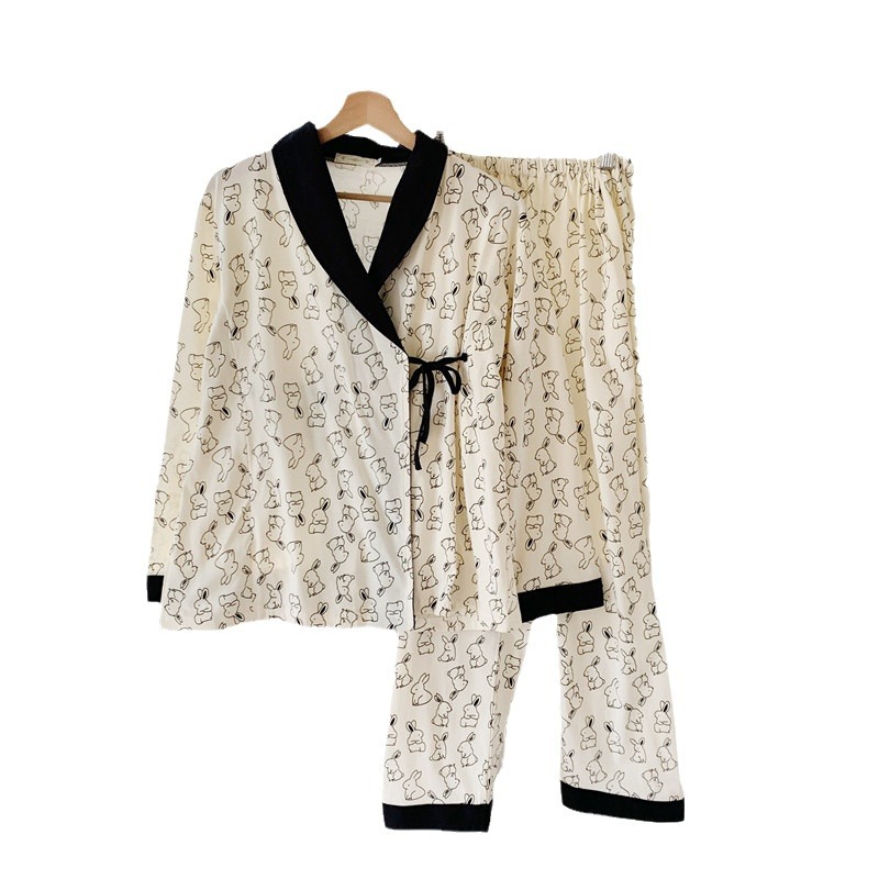 Primavera y otoño pijamas de manga larga de las mujeres confinamiento kimono puro algodón maternidad enfermería ropa de enfermería postparto homewear traje image 5