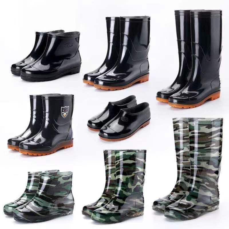 Black High-Top Water Shoes, Long Rain Boots, Non-Slip Kitchen Water Boots, Outdoor Work Shoes, Rain Boots, Labor Protection Rubber Shoes for Men and Women