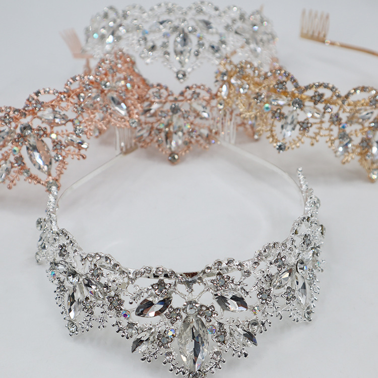 Nupcial corona tocado cristal princesa corona nupcial boda hilo vestido accesorios cumpleaños corona cabeza accesorios al por mayor