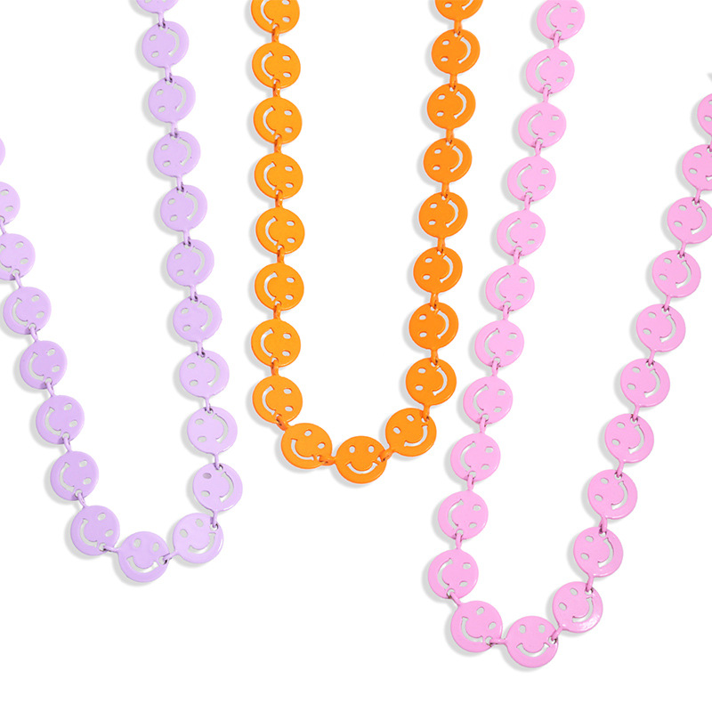 Wholesale Jewelry Color Dripping Smile Expression Copper Necklace Nihaojewelry display picture 13