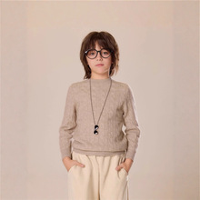 山羊绒衫儿童男童圆领麻花套头毛衣女童加厚复古针织中大童打底衫