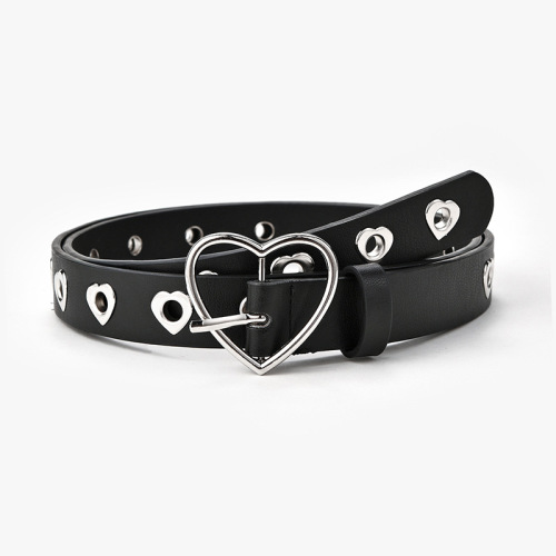 New Love Buckle Decoration Women's Jeans Belt Fashion Heart Shape Air Eye Hollow Belt Wholesale