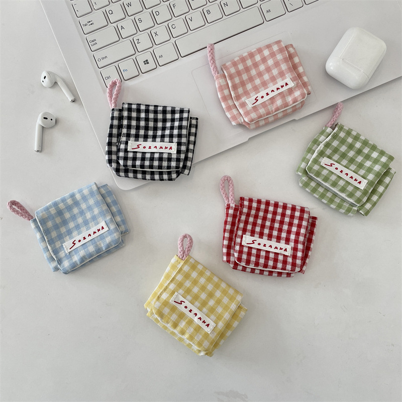 54102 Mini Cute Headset Protective Case Apple Headset Storage Bag Portable Flip Soft Case Bluetooth Headset Bag