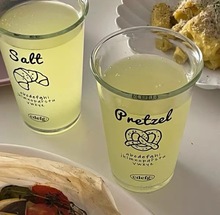 韩国ins风玻璃水杯吸管果汁奶茶咖啡啤酒饮料杯子 家用早餐牛奶杯