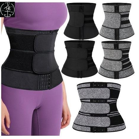 [Plus Size Waist Trainer Corset Sport Girdle Double Belt Faja]