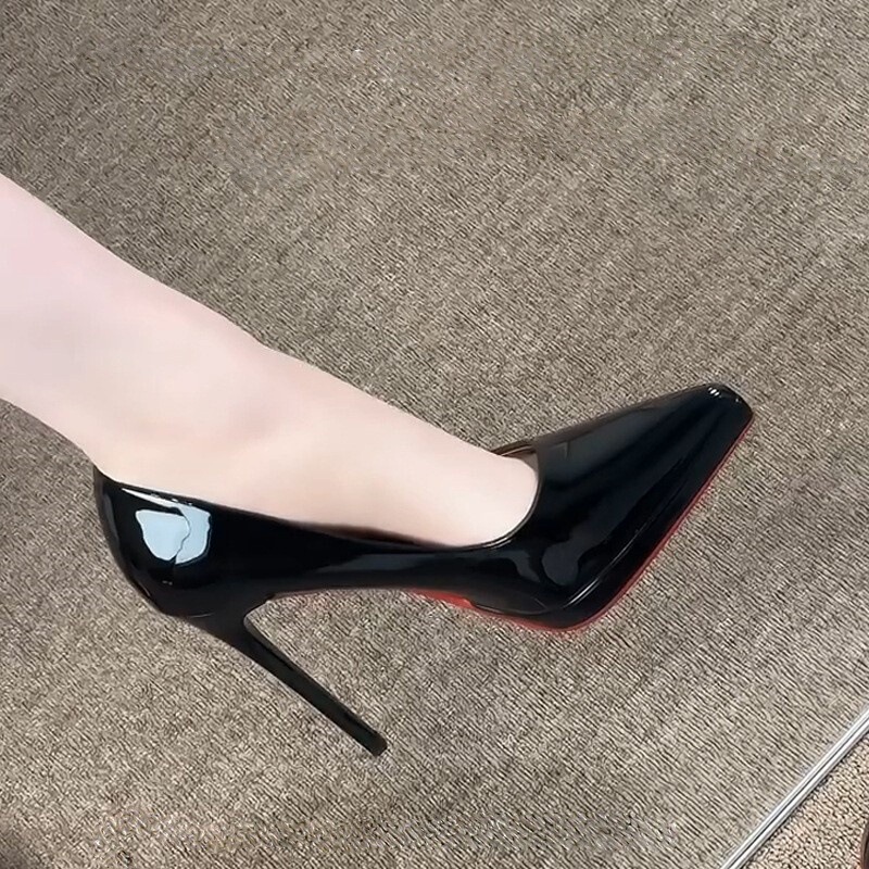 Black Waterproof Platform High Heels 2025 New Spring & Fall Stiletto Heels, Beautiful and Sexy Pointed Toe Red Sole Shoes for Women