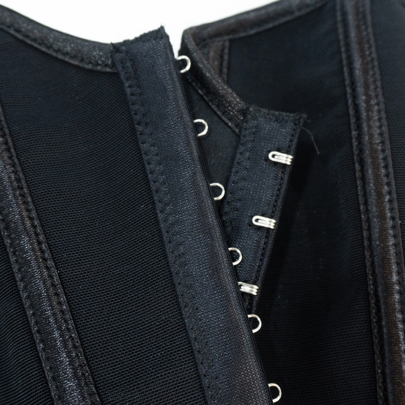 Europa y América plástico chaqueta transpirable tela de malla sexy delgada sin cinturón de hombro corsé de hueso de pescado corsé