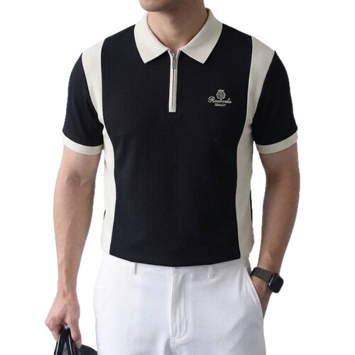 2026 Summer Short-Sleeved T-Shirt for Men, Plus-Size, Loose-Fit, Zip-Neck, Extra-Large Polo Shirt for Oversized Individuals, Relaxed-Fit T-Shirt for Big Guys