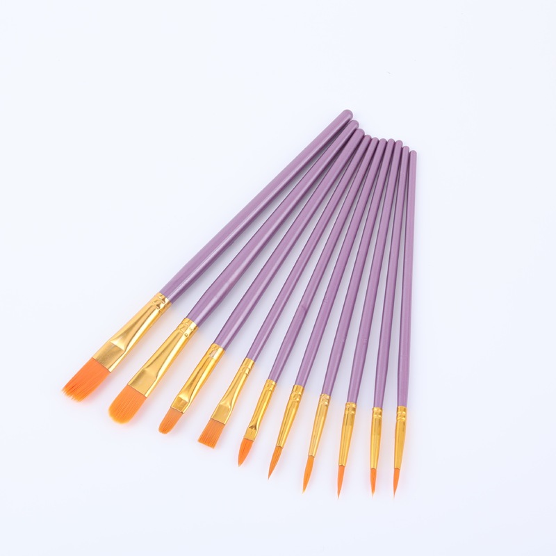 国境を越えた新製品 10 パール光沢のあるプラスチックロッド油絵ブラシセット絵画水彩手描きアート油絵ブラシセット|undefined