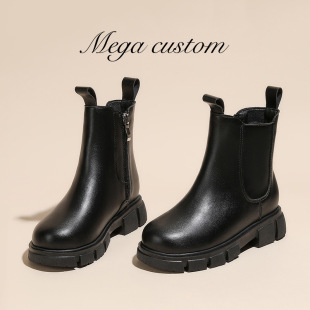 Girls' Short Boots 2025 Autumn and Winter New Side Zipper Thick-Soled Boots British Style Chelsea Boots Kidsren's Chimney Boots