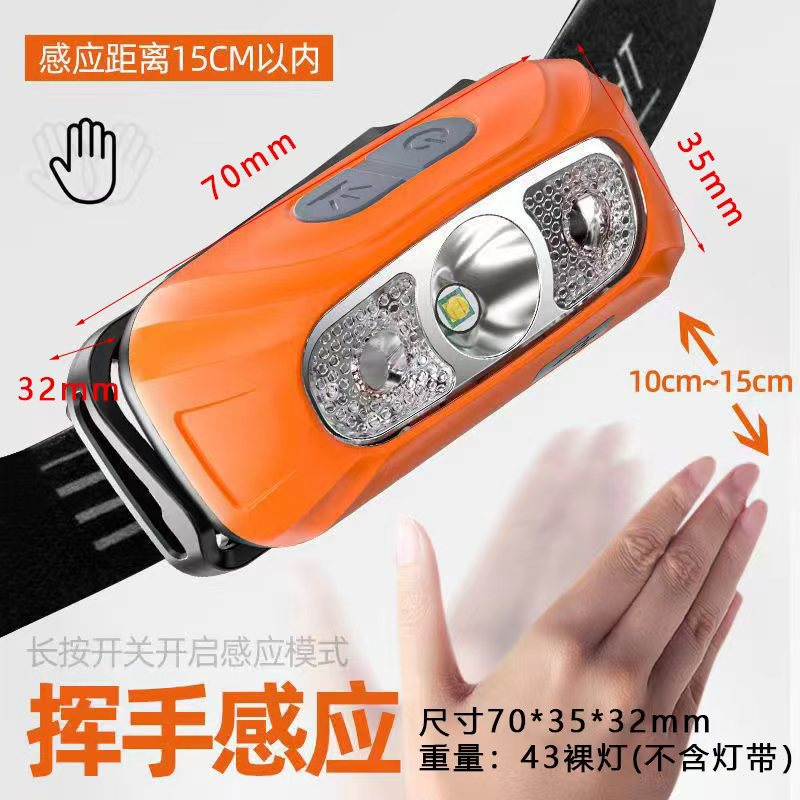 Lámpara de cabeza cargable super brillante iluminación montada en la cabeza inducción de larga duración de la batería al aire libre pescar por la noche linterna doméstica