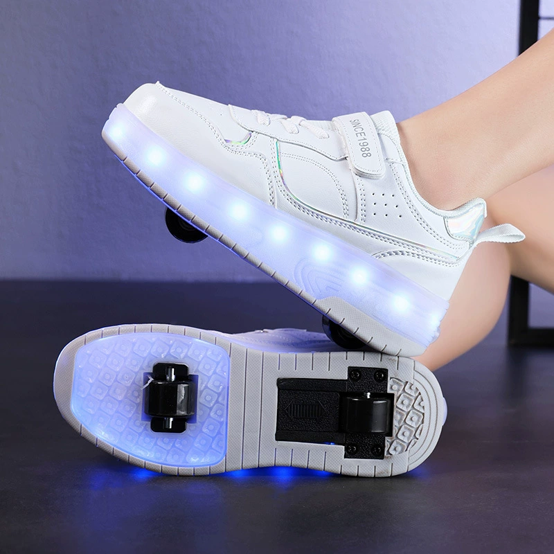 Детские четырехколесные туфли Heelys, спортивная обувь для девочек, роликовые туфли, детские коньки, легкая модная детская обувь среднего и большого размера.