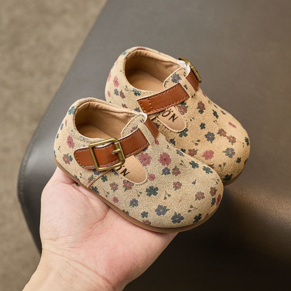 Toddler Shoes for Girls, Spring & Fall Infant Toddler Shoes, Soft-Soled Non-Slip Kidsren's Bean Shoes, Retro Floral Shoes