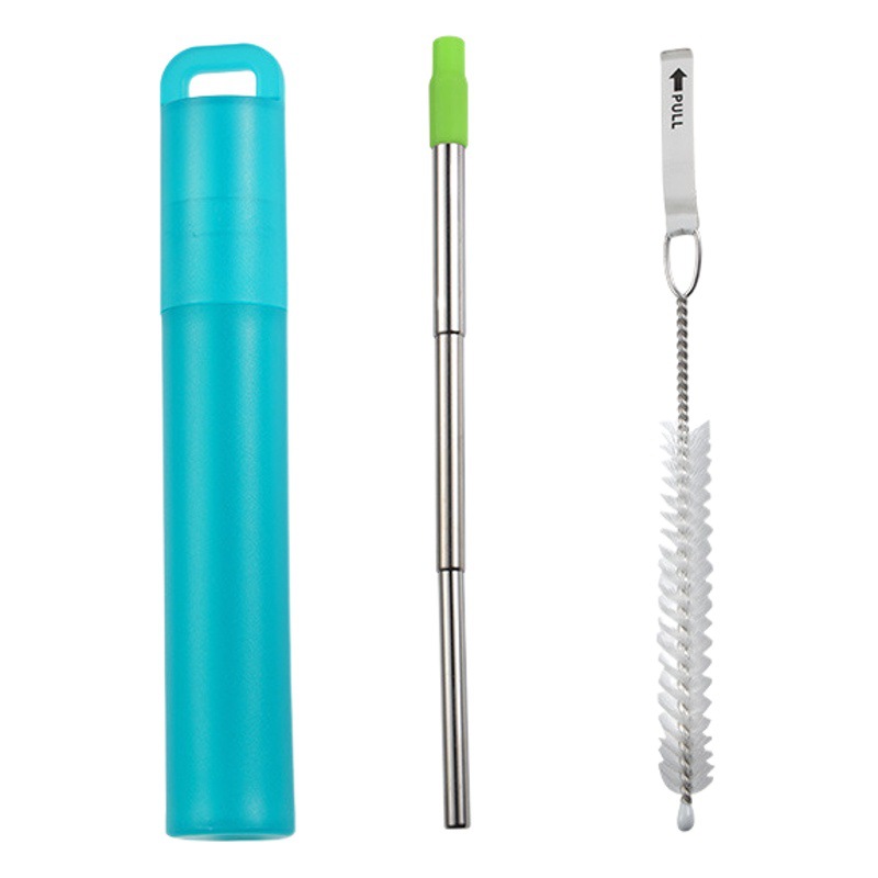 Ain 304 traje de paja retráctil boca de silicona caja de almacenamiento portátil bebida leche té paja reutilizable regalo