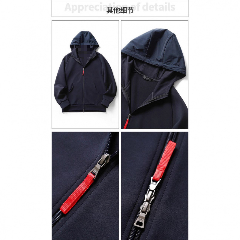High-End Luxury! 480g High-Weight Early Spring New Men's Sports Air-Layer Hooded Zip-Up Sweatshirt Jacket
