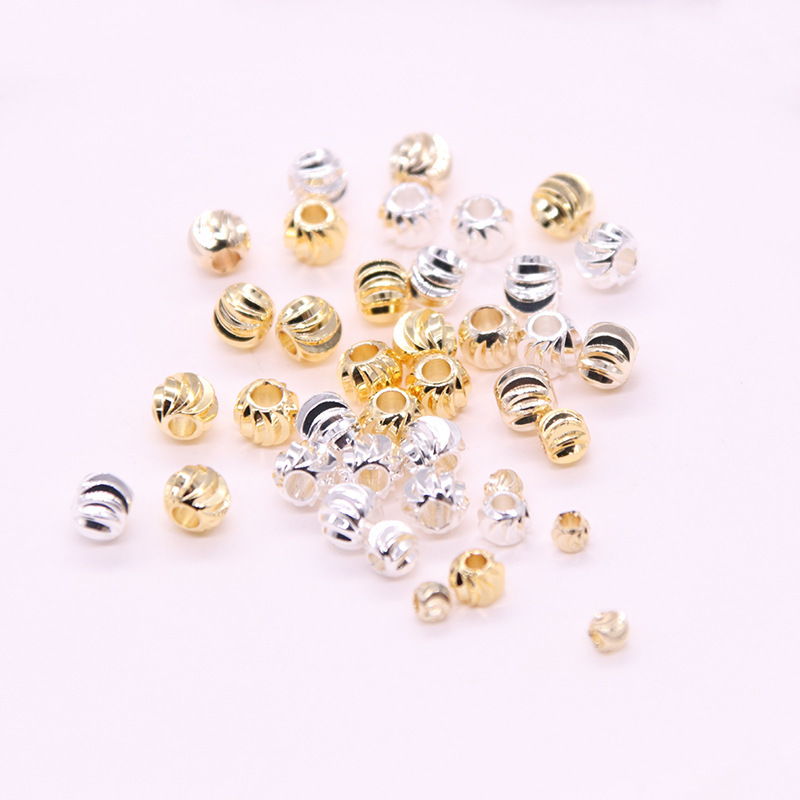 18K color retention gold beads watermelon beads copper coated gold spacer twill beaded beads handmade DIY moon machete beads loose beads