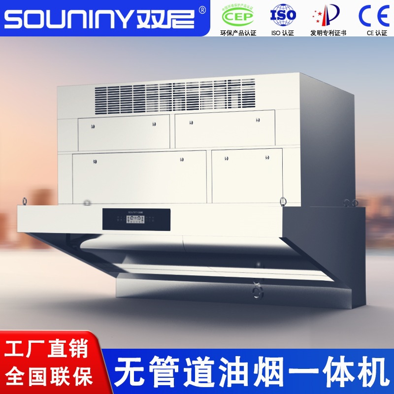 双尼油烟净化一体机商用抽油烟机无管道大吸力不锈钢油烟净化器