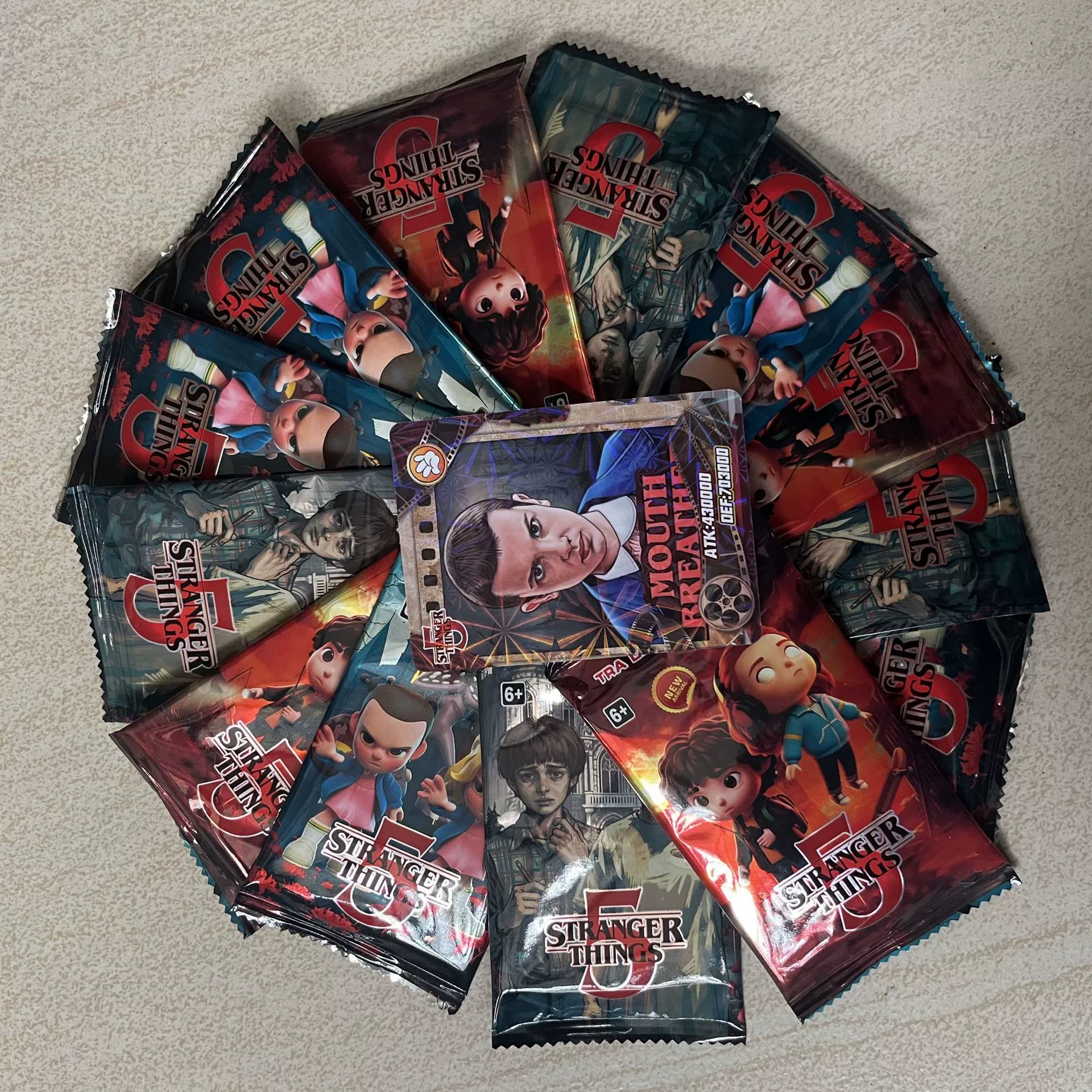 Одна упаковка карточек Stranger Things, импортные AI-карточки Shanhaijing, трансграничные карточки с человечками-палочками, карточки с акулами, оптовая продажа зарубежных английских карточек.